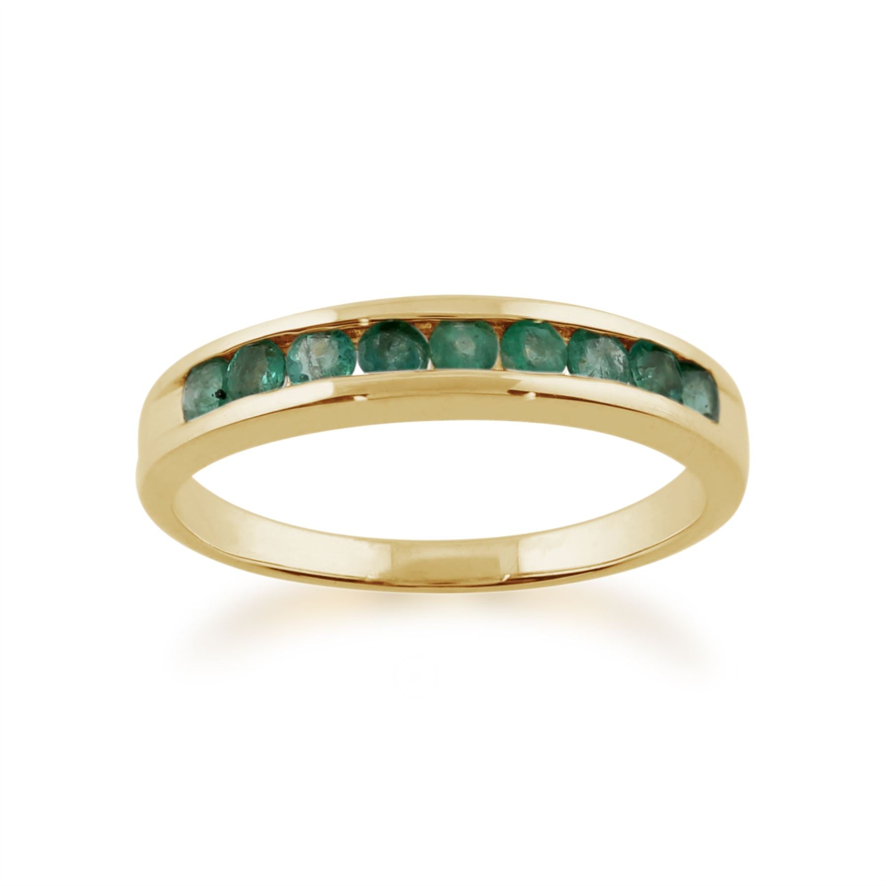 Bague Classique Or Jaune 375 Emeraude sertie rail