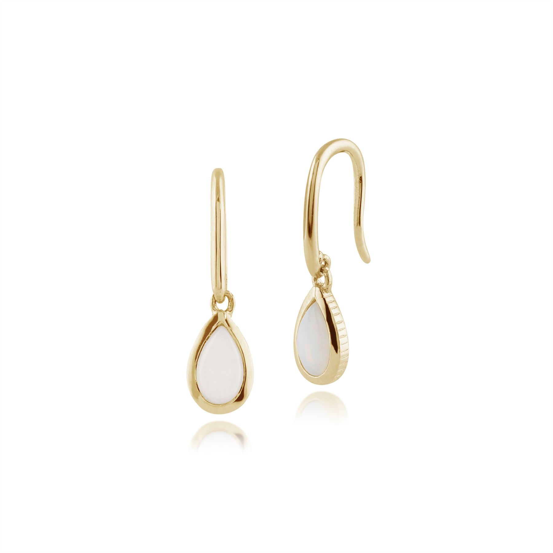 Boucles d'Oreilles Pendantes Classique Or Jaune 375 Opale Poire