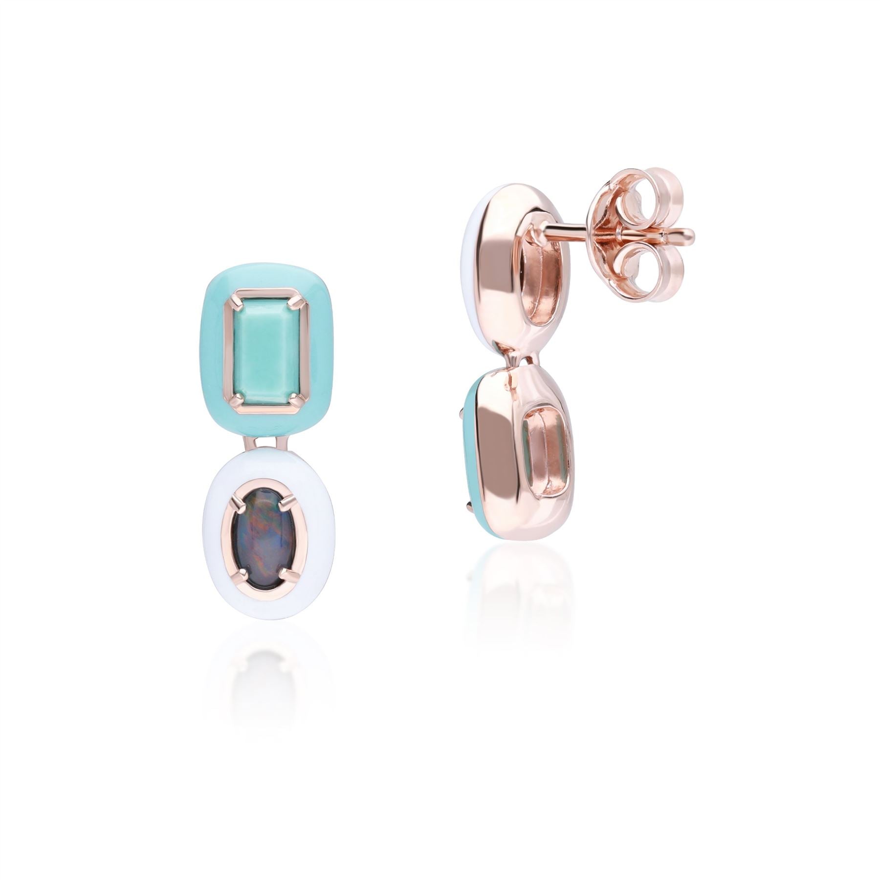 Boucles d'Oreilles Pendantes Siberian Waltz avec Opalet Triplet & Turquoise