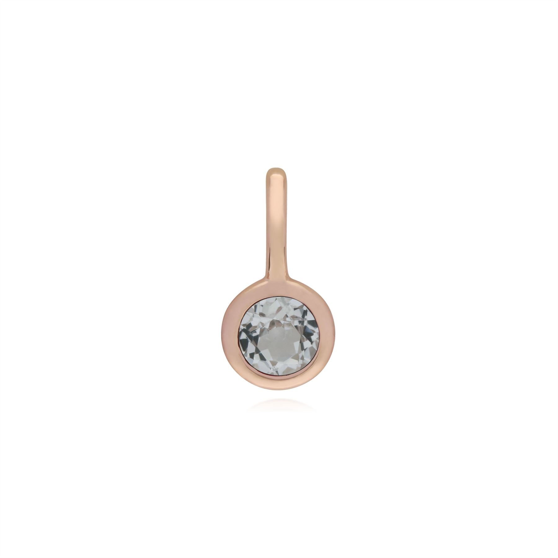 Charms Classique Argent 925 Plaqué Or Rose Topaze Blanc