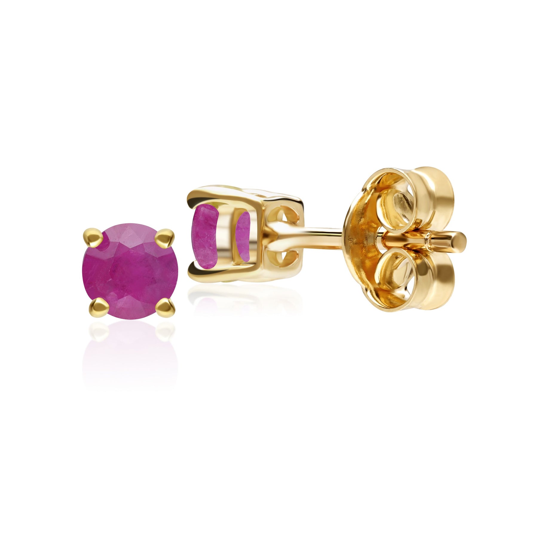 Boucles d'Oreilles Clou Classique Or Jaune 375 Rubis Rond