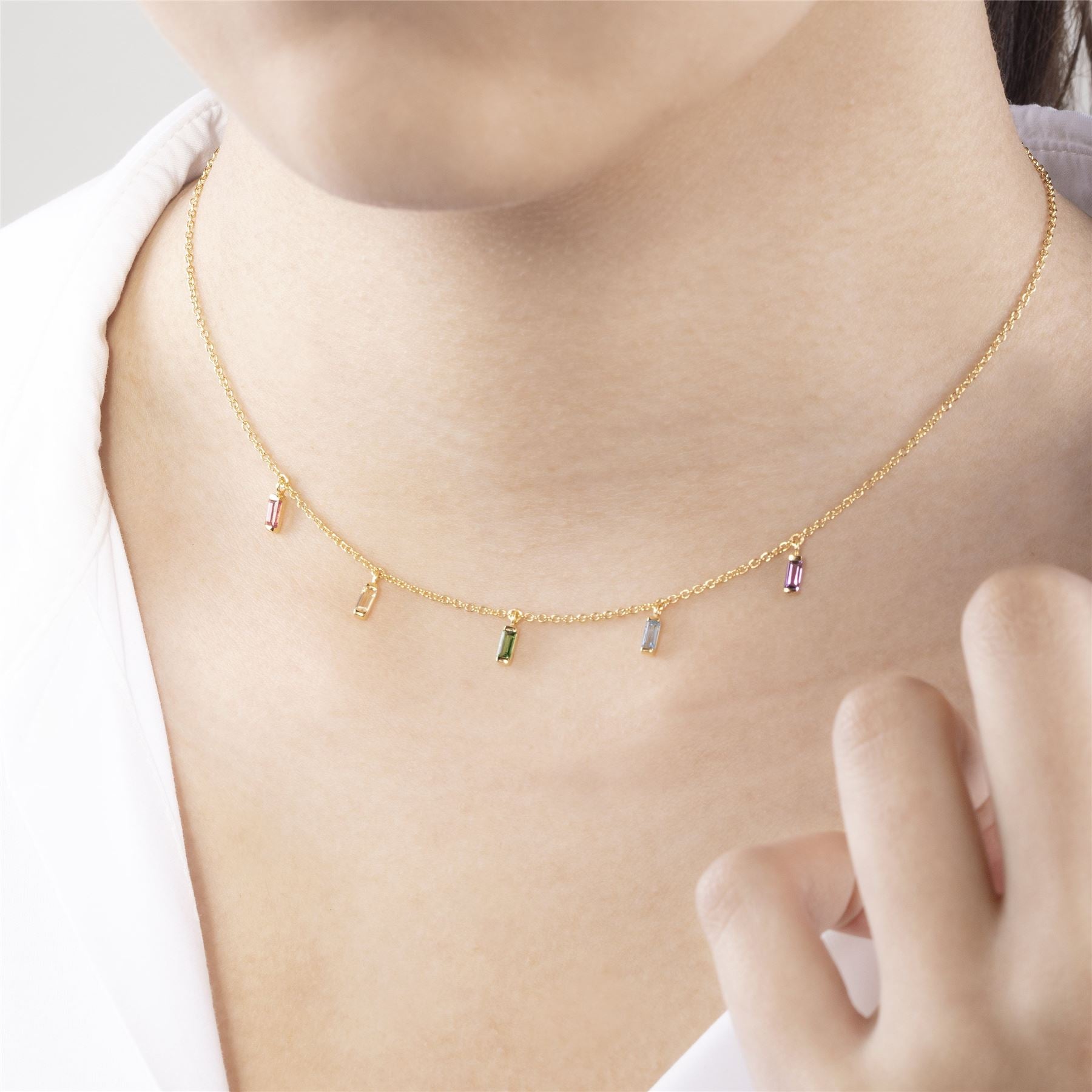 Collier Choker Arc-en-Ciel Argent 925 Plaqué Or