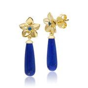Boucles d'Oreilles Pendantes ECFEW™ 'The Creator' Topaze Bleue et Lapis Lazuli