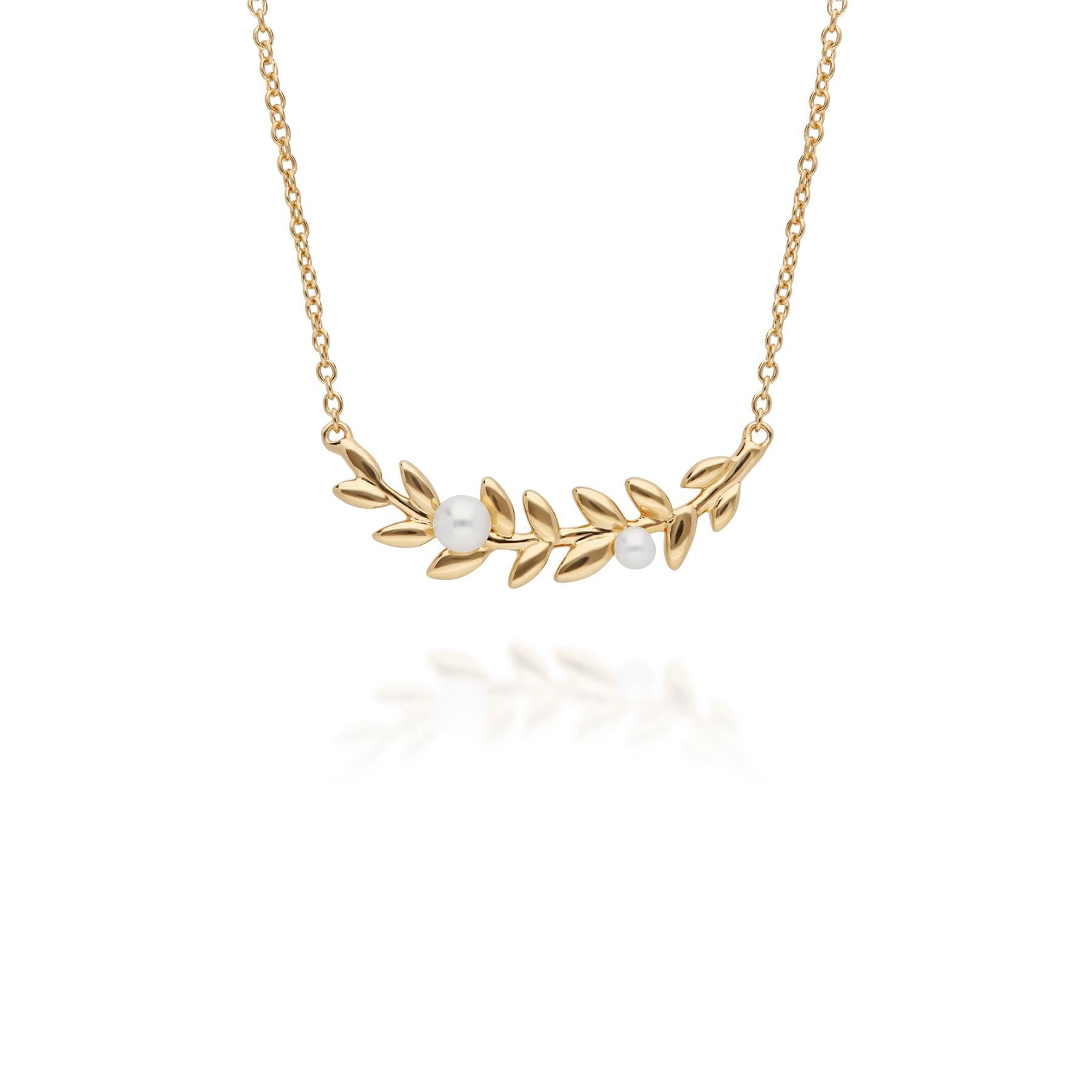 Collier et Boucles d'Oreilles Clou O Leaf Argent 925 Plaqué Or Perle