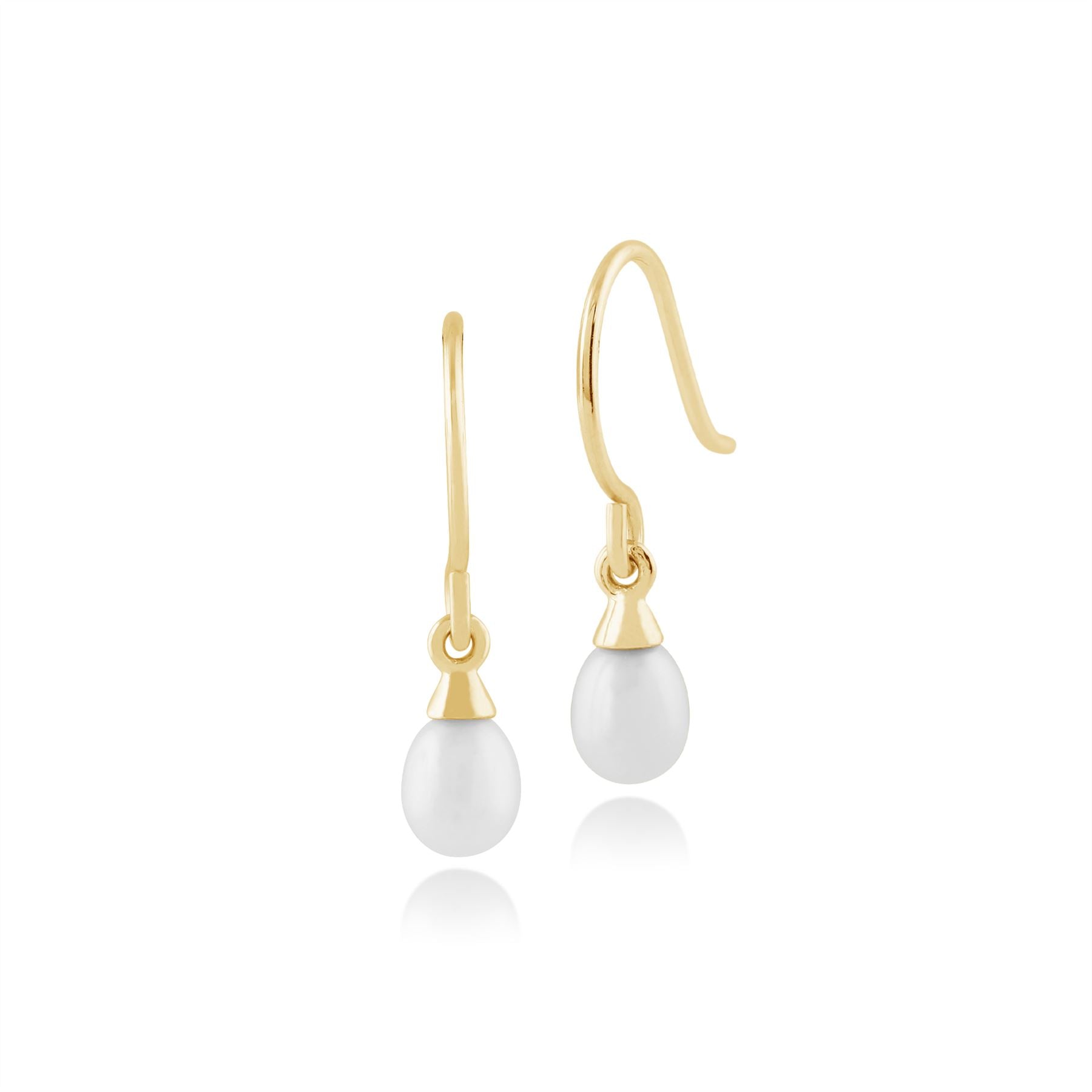 Boucles d'Oreilles Pendantes Classique Or Jaune 375 Perles de Culture