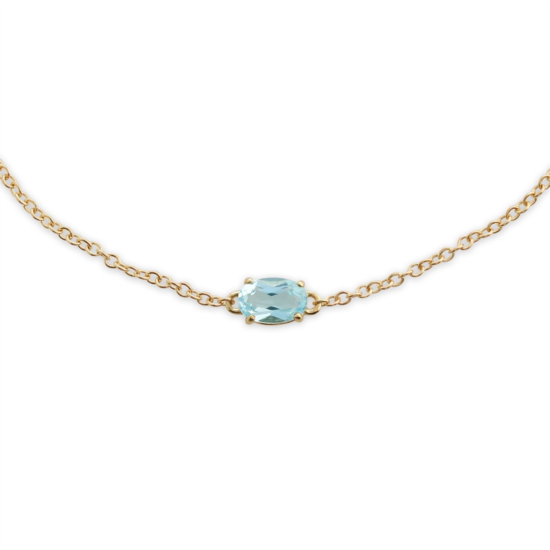 Bracelet Classique Or Jaune 375 Topaze Bleue Ovale