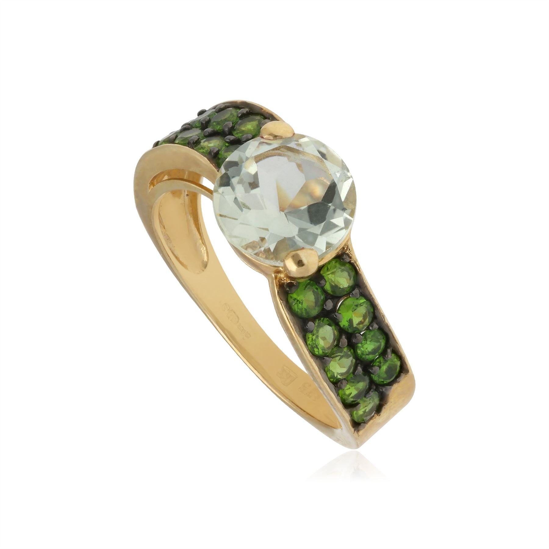 Bague Kosmos Or Jaune 375 Chrome Diopside et Pierre de Lune
