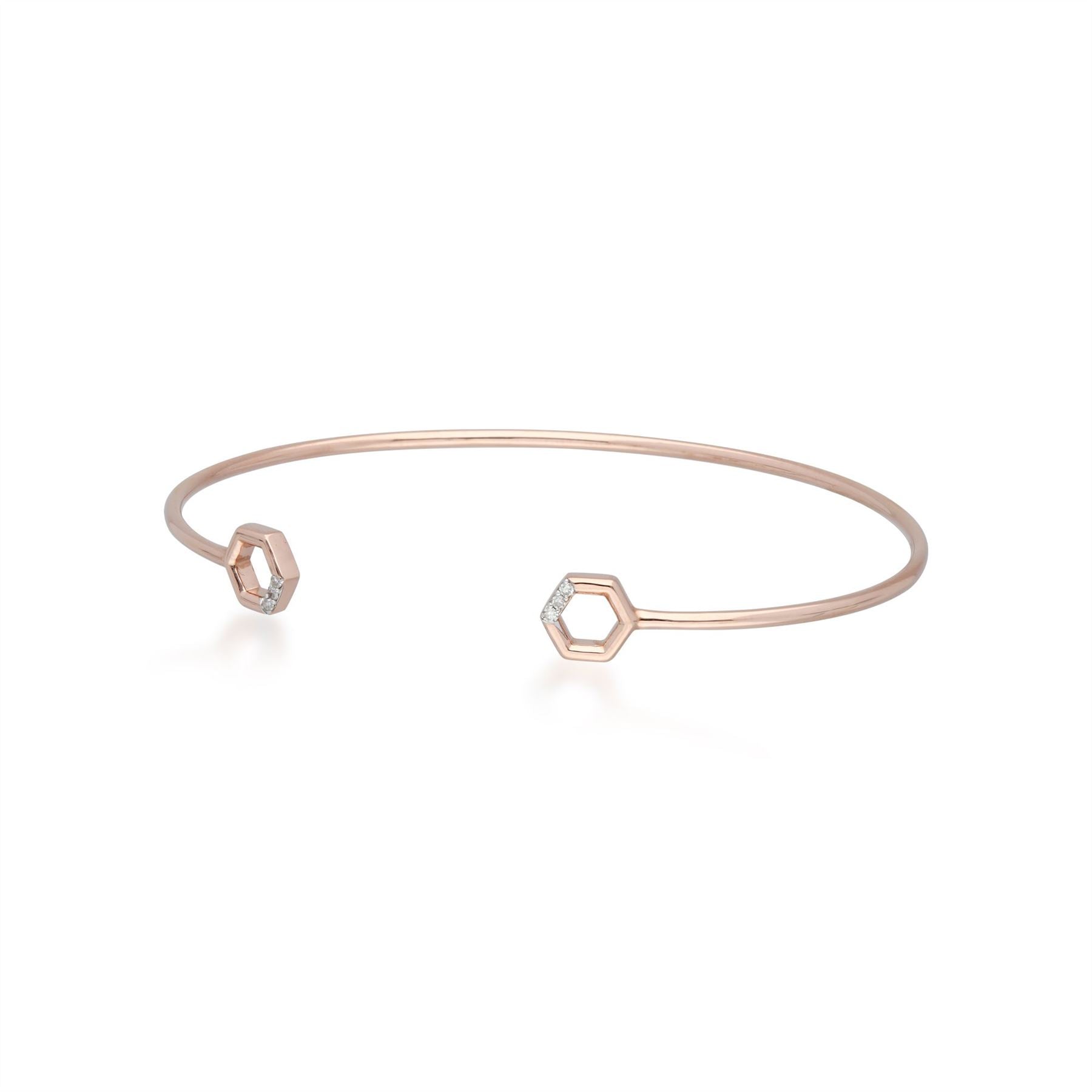 Bracelet Jonc Diamant Pavé Or Rose 375 Diamant