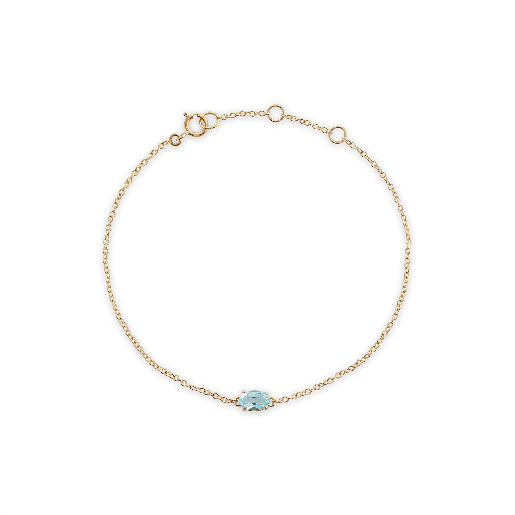 Bracelet Classique Or Jaune 375 Topaze Bleue Ovale