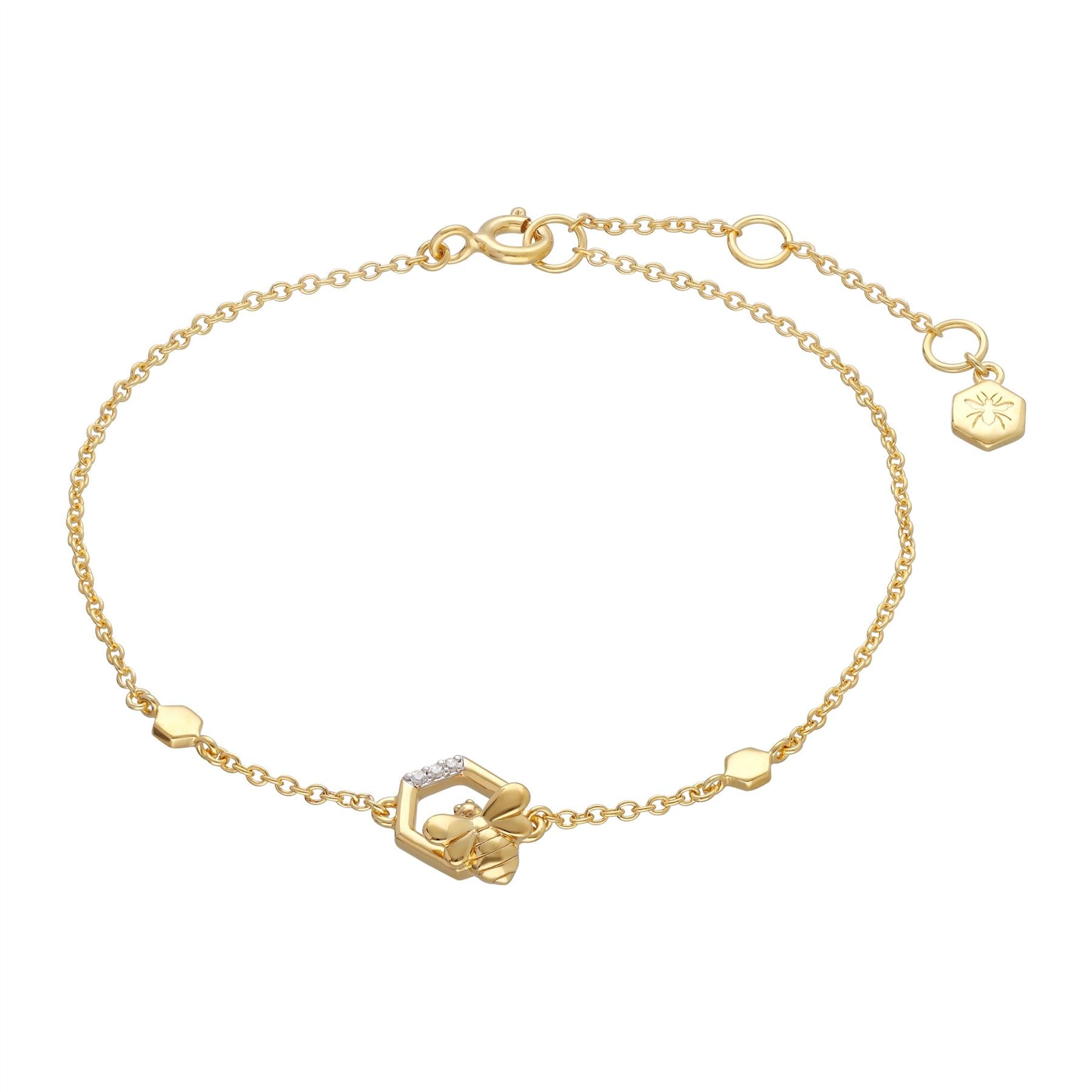 Bracelet Abeilles Collection Honeycomb Or Jaune 375 Diamant