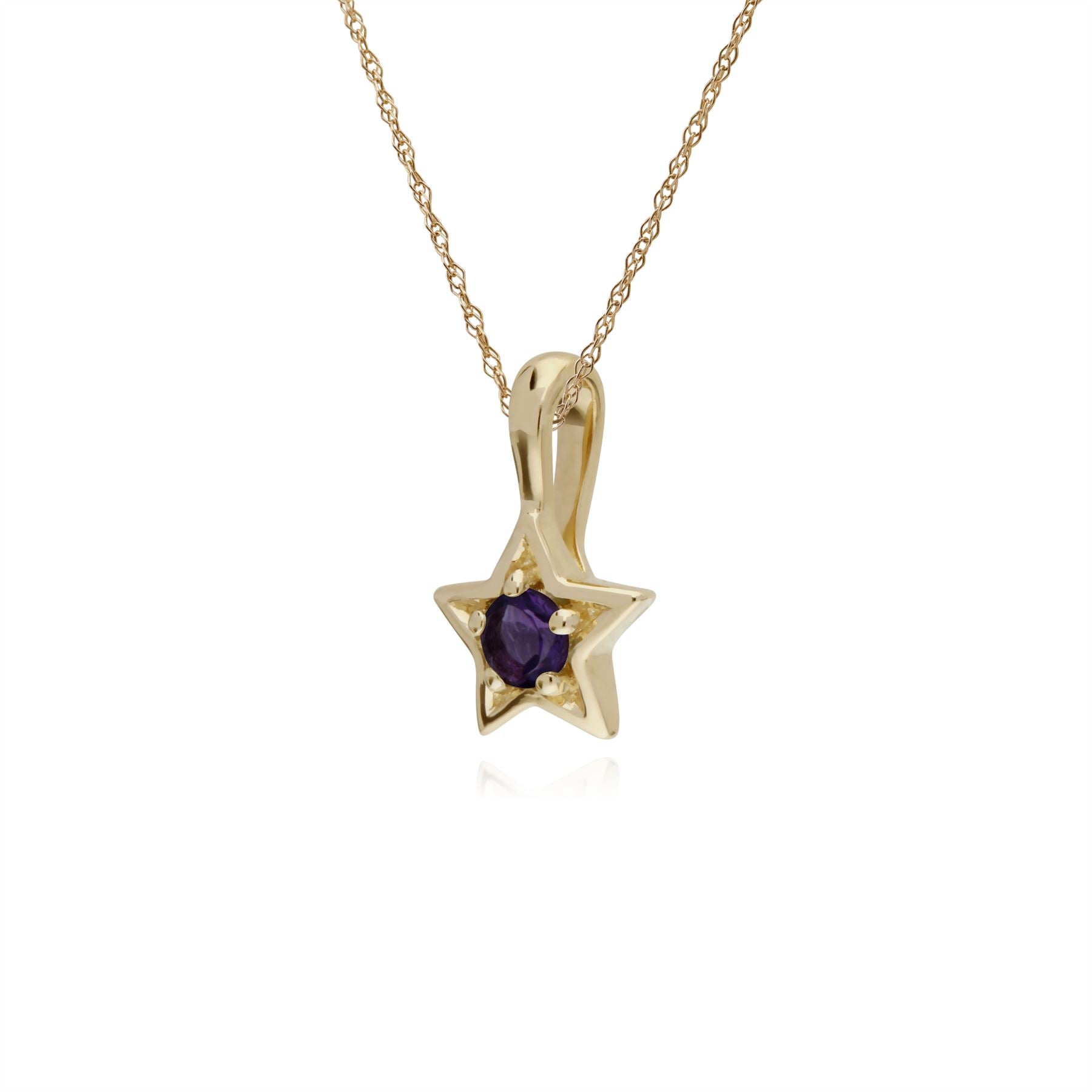 Collier Améthyste, 9 CT or Jaune Améthyste Pierre Unique Étoile Pendentif sur 45cm Chaîne