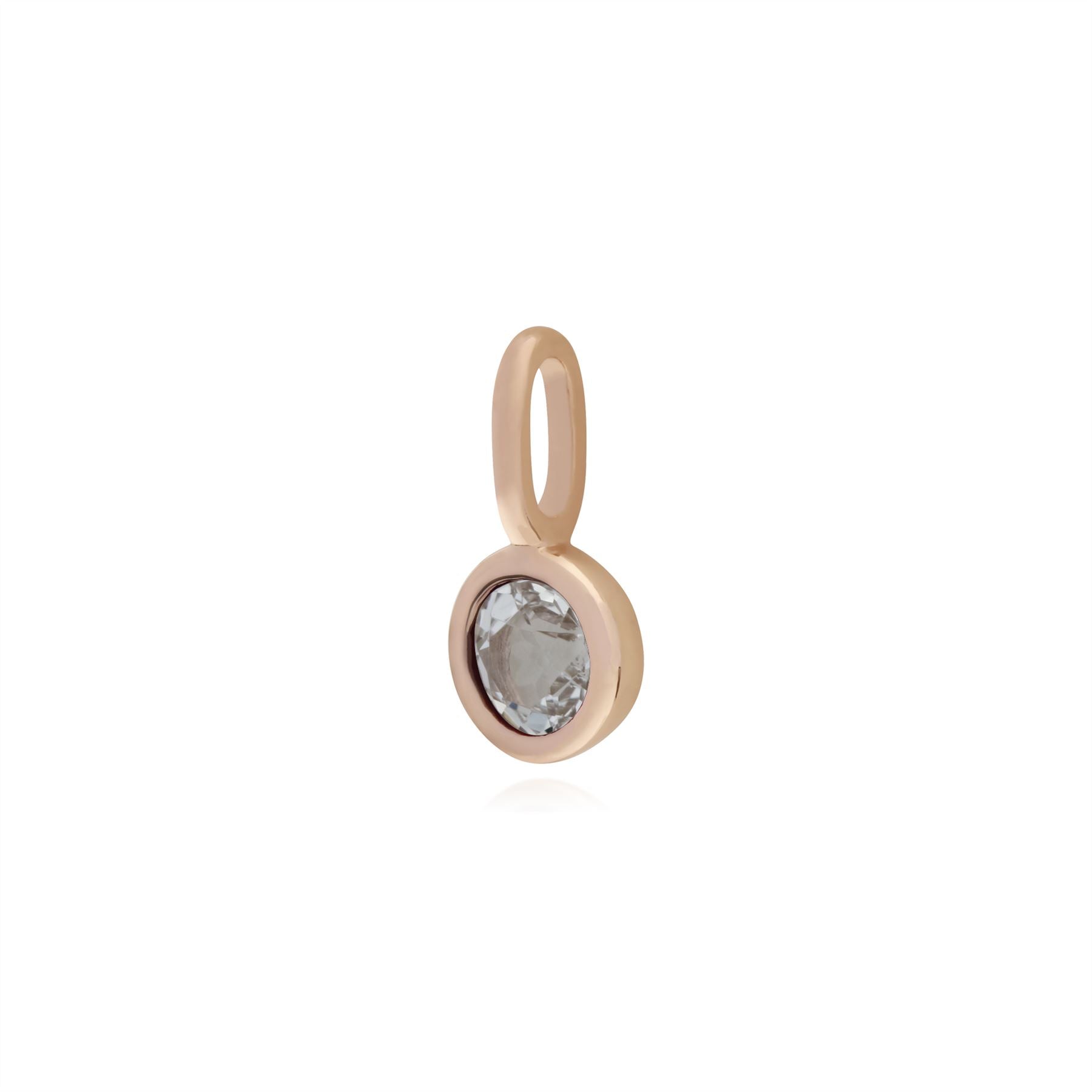 Charms Classique Argent 925 Plaqué Or Rose Topaze Blanc