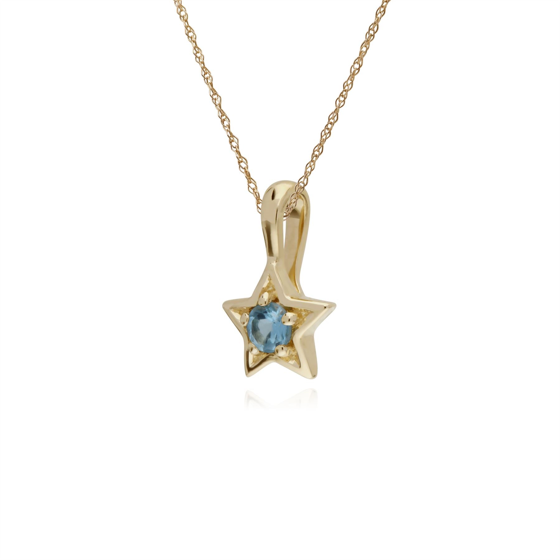 Topaze Bleu Collier, 9 CT or Jaune Unique Pierre Topaze Bleue Étoile Pendentif sur 45cm Chaîne