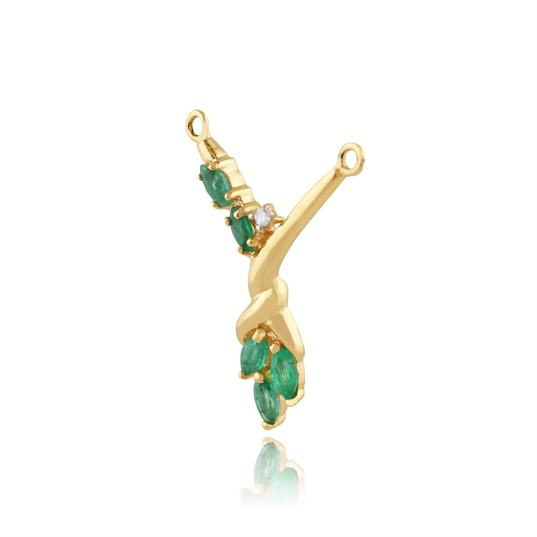 Collier Floral Or Jaune 375 Emeraude Marquise et Diamant