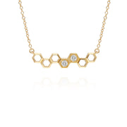 Collier Style Honeycomb Or Jaune 375 Topaze Blanche