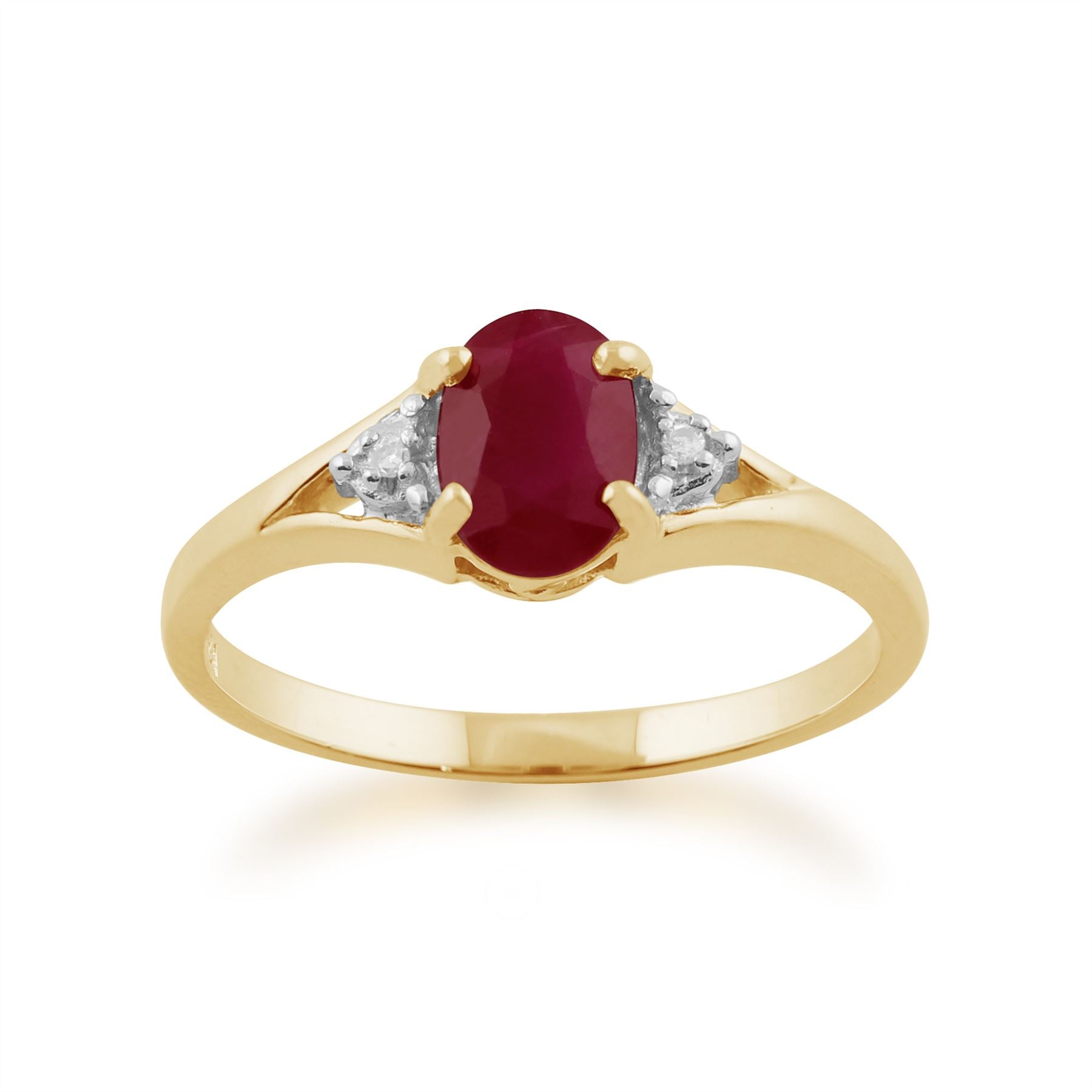 9 Ct Or Jaune 0.95CT CT NATUREL RUBIS & Diamant classique bague pierre Unique
