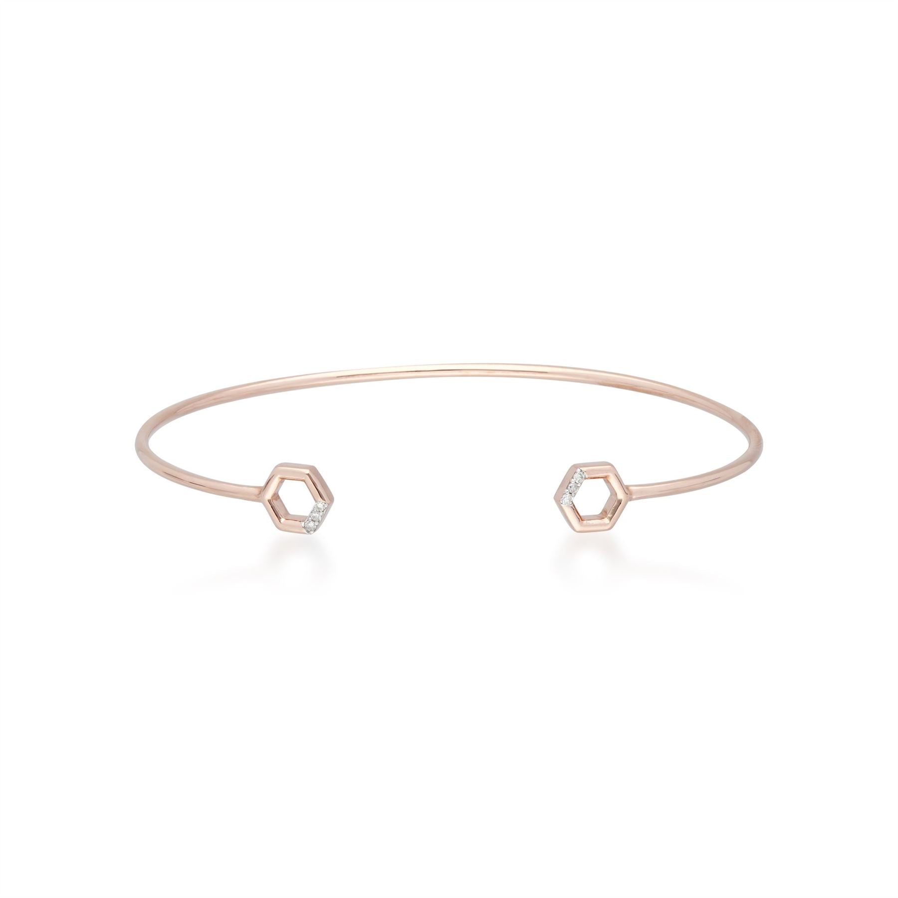 Bracelet Jonc Diamant Pavé Or Rose 375 Diamant