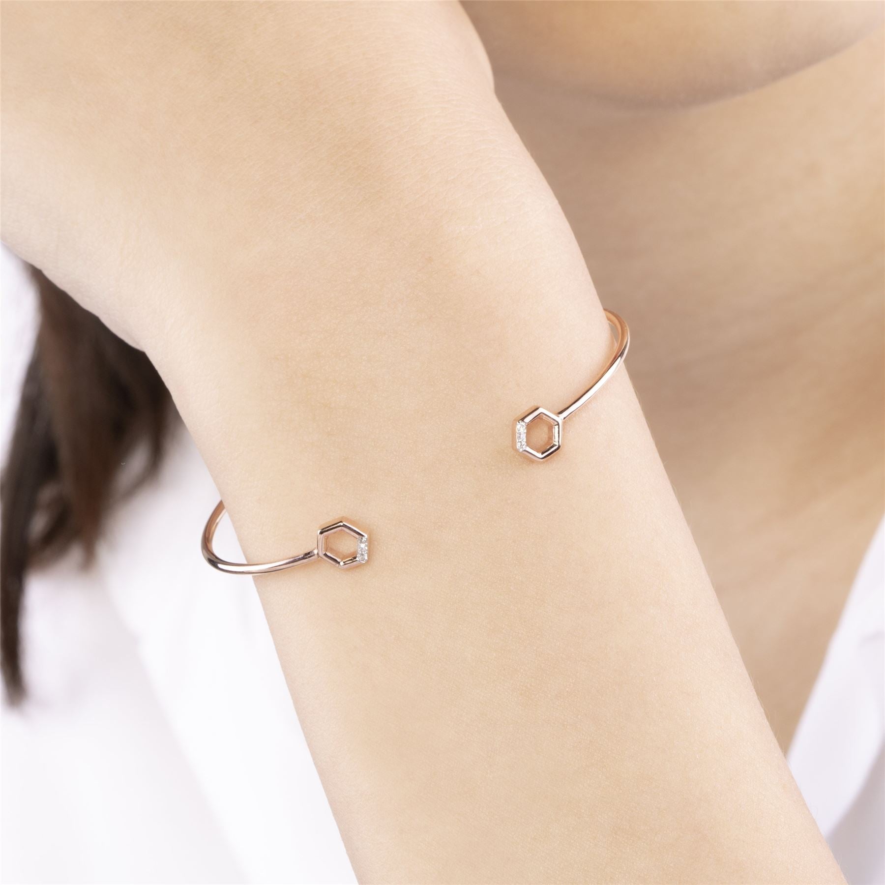 Bracelet Jonc Diamant Pavé Or Rose 375 Diamant