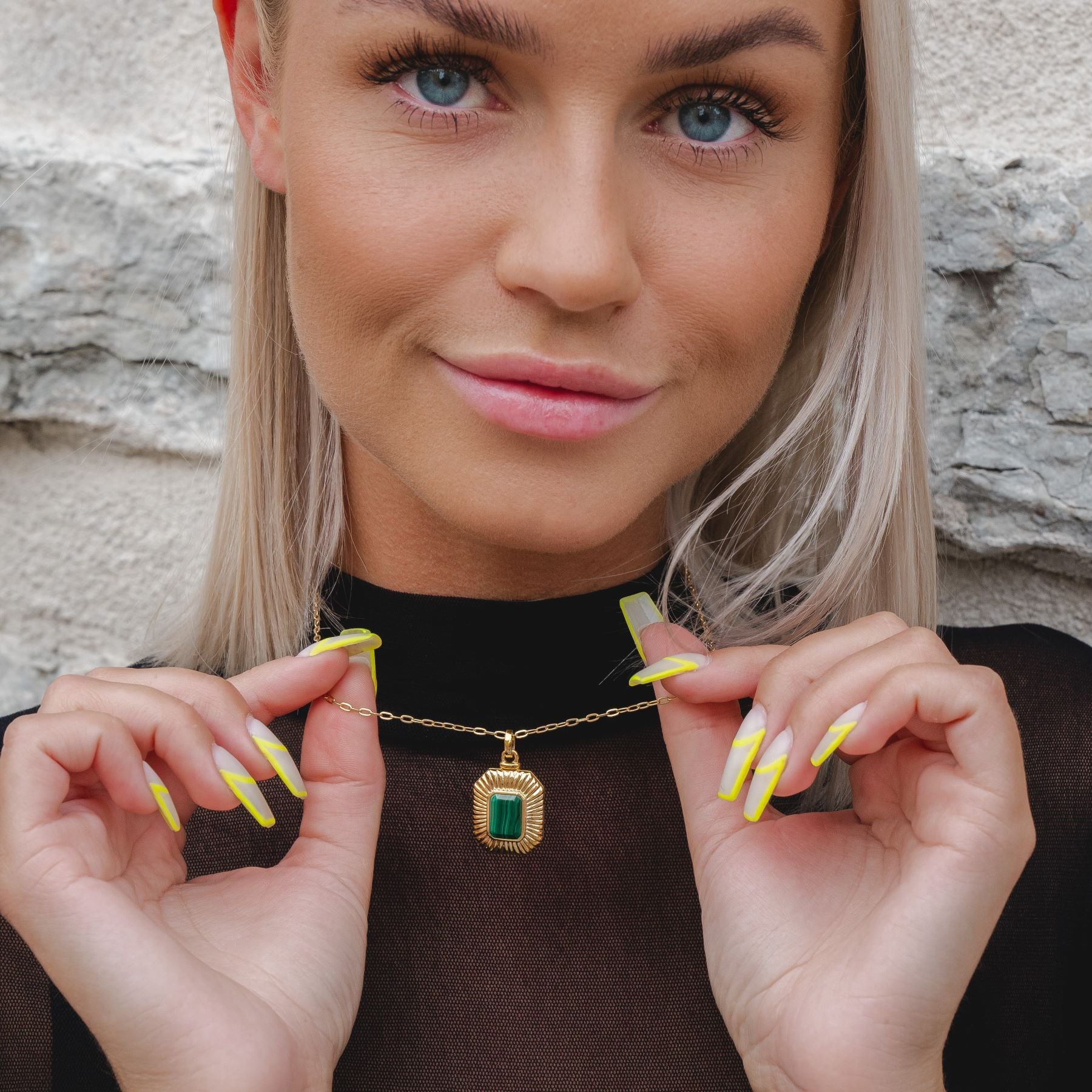 Collier Porte-Photo Bona Fide Malachite Octogone