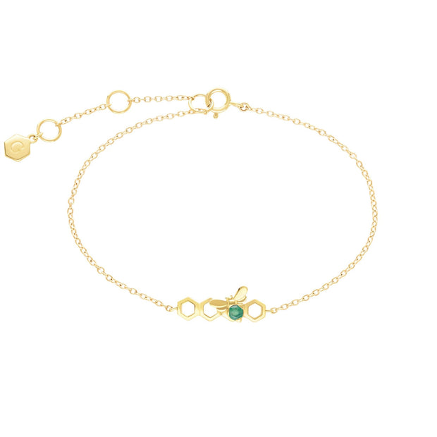 Bracelet Style Honeycomb en Or Jaune 9ct avec Emeraude