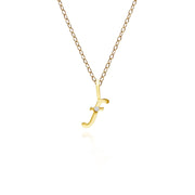 Pendentif Alphabet Lettre F en Or Jaune 9ct avec Diamant