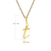 Pendentif Alphabet Lettre T en Or Jaune 9ct avec Diamant