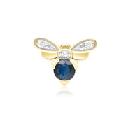 Broche Abeille Style Honeycomb en Or Jaune 9ct avec Blue Sapphire et Diamant