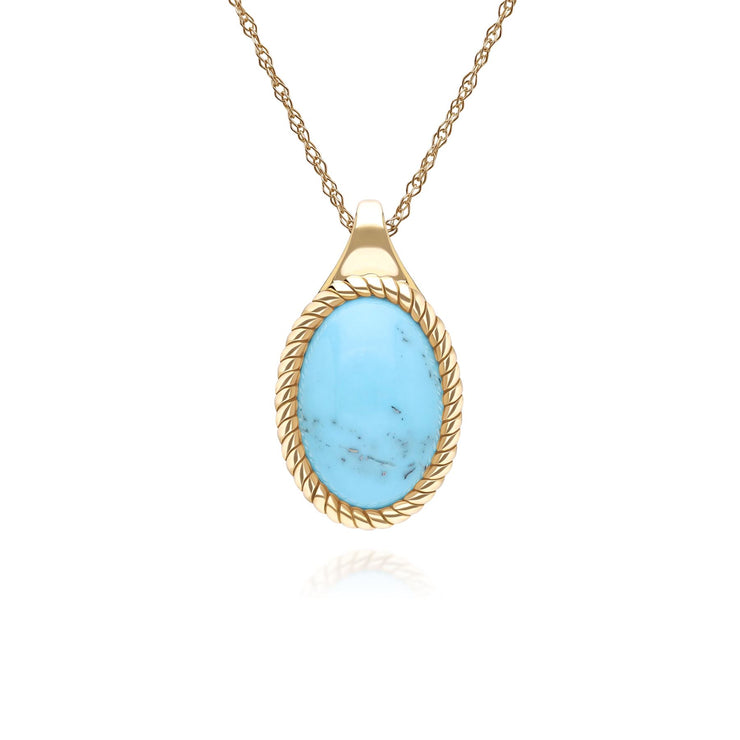 Collier pendentif Classique avec ovale turquoise en or jaune 9 carats