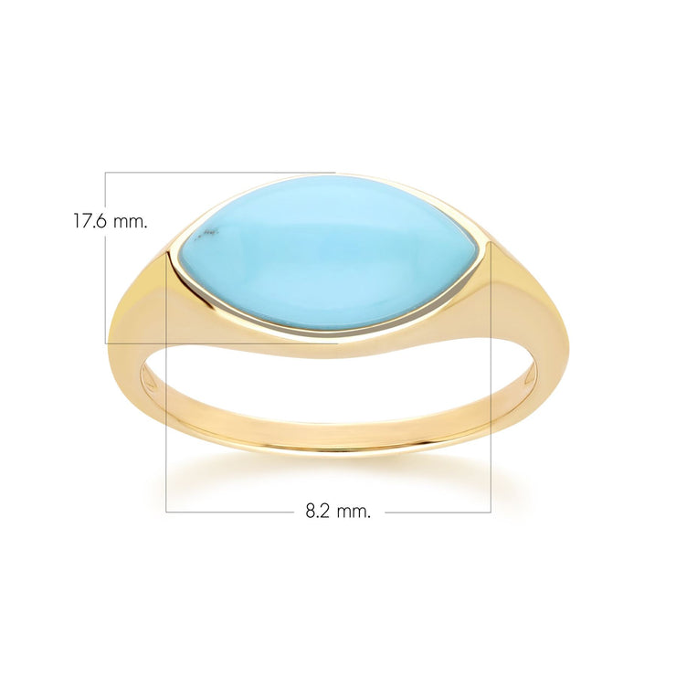 Bague classique avec marquise turquoise en or jaune 9 carats