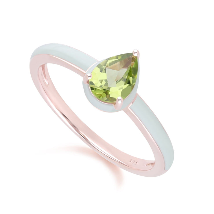 Bague Siberian Waltz En Émail Vert Et Péridot Poire En Or Vermeil Rose