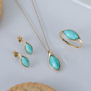 Collier pendentif  classique avec marquise amazonite en or jaune 9 carats