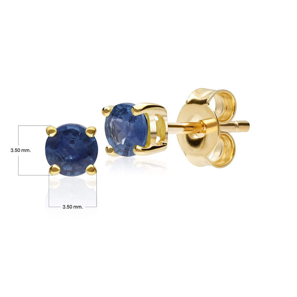 Boucles d'Oreilles Clou Classique Or Jaune 375 Saphir Bleu