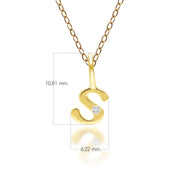 Pendentif Alphabet Lettre S en Or Jaune 9ct avec Diamant