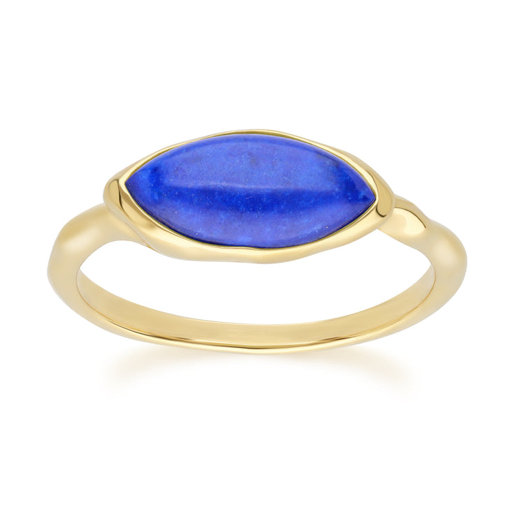 Bague Irrégulier en Argent Sterling Doré à l'Or Fin avec Lapis Lazuli Marquise