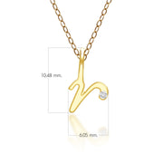 Pendentif Alphabet Lettre R en Or Jaune 9ct avec Diamant