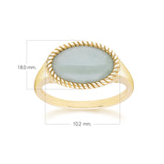 Bague Classique avec jadéite verte ovale en or jaune 9 carats