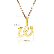 Pendentif Alphabet Lettre W en Or Jaune 9ct avec Diamant