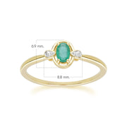 Classic Oval Emerald & Diamond Ring In 9ct Yellow Gold