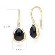 Boucles d'Oreilles Pendantes Irrégulier en Argent Sterling Doré à l'Or Fin avec Onyx Noire et Topaze