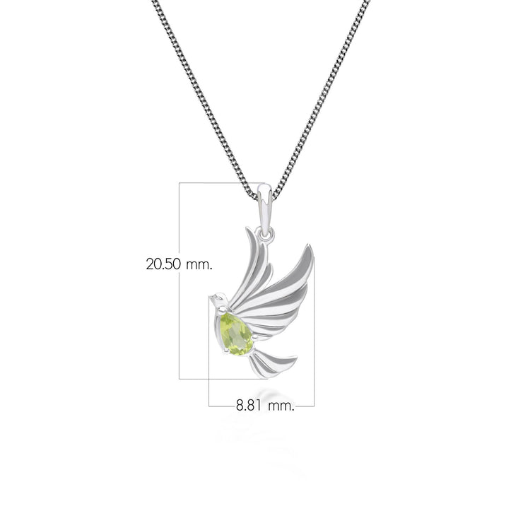 Collier ECFEW™ Creator Colombe en Argent 925 Doré à l'Or Fin avec Péridot