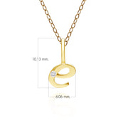 Pendentif Alphabet Lettre E en Or Jaune 9ct avec Diamant