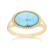 Bague classique avec turquoise ovale en or jaune 9 carats