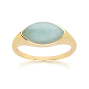 Bague classique en jadéite verte marquise en or jaune 9 carats