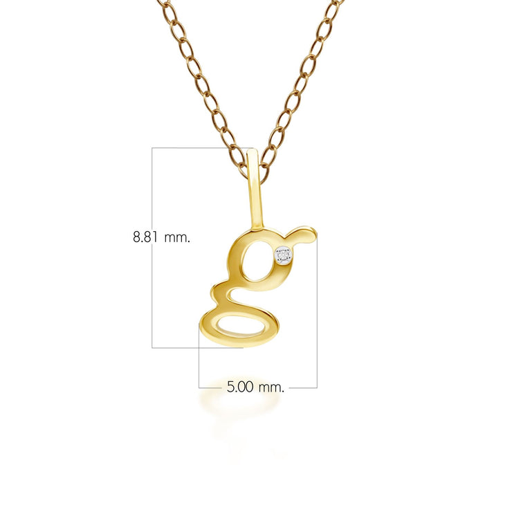 Pendentif Alphabet Lettre G en Or Jaune 9ct avec Diamant