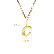 Pendentif Alphabet Lettre C en Or Jaune 9ct avec Diamant