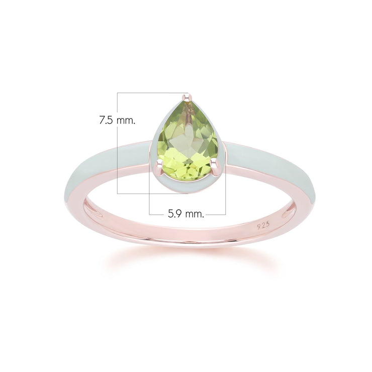 Bague Siberian Waltz En Émail Vert Et Péridot Poire En Or Vermeil Rose