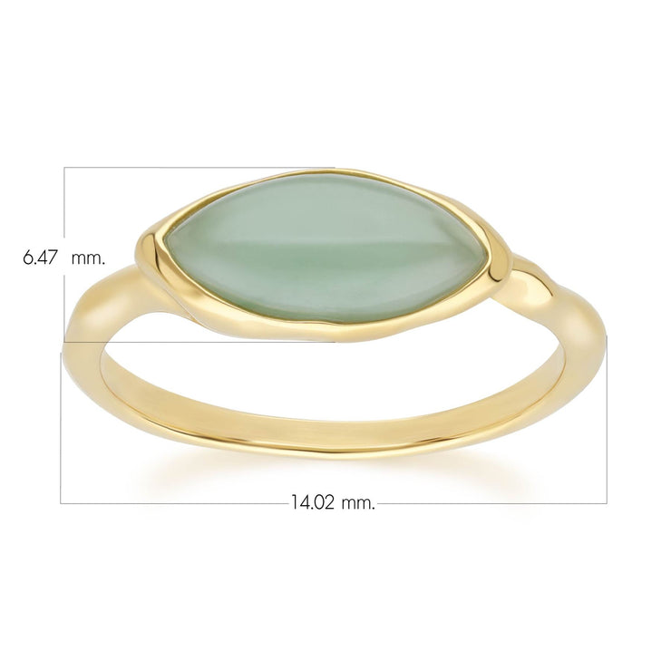 Bague Irrégulier en Argent Sterling Doré à l'Or Fin avec Jade Verte Teinte Marquise et Topaze