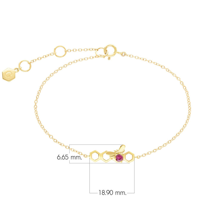 Bracelet Style Honeycomb en Or Jaune 9ct avec Rubis