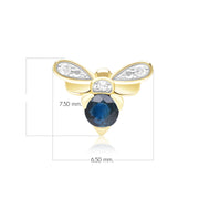 Broche Abeille Style Honeycomb en Or Jaune 9ct avec Blue Sapphire et Diamant