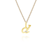 Pendentif Alphabet Lettre D en Or Jaune 9ct avec Diamant